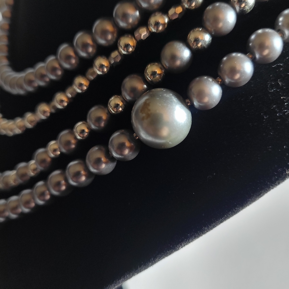 Multiple Strings Silver Plated Necklace - image 7